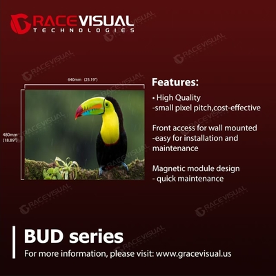 Front Service 640mm X 480mm Wandmontage Indoor Display P1.25/1.538/1.86/2.5mm Pixel Pitch