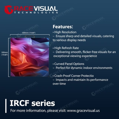 Curvilinear 1,9 mm Pixel Pitch 7680Hz Refresh Rate LED-panelen met 1600/1400 kijkhoek en max. 20/10 stapelen/hangen