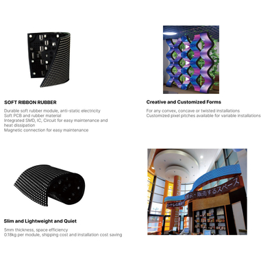 FX-serie LED-displaymodule van zacht rubber, convexe, concave of gedraaide beschikbare module