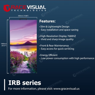 IRB-serie Indoor LED-scherm 7680Hz High Refresh, 1,9 mm 3,9 mm pixel pitch, gebogen paneelmogelijkheden, crash-proof & tool-free modulair ontwerp