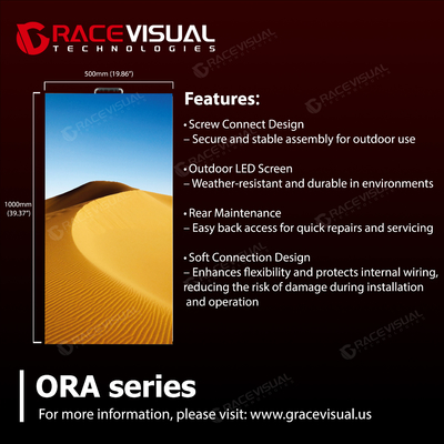 ORA-serie 2.6 mm-4.8 mm Pixel Pitches, 7680Hz Refresh Rate 4500Nits LED-scherm met die-cast aluminium IP65-bescherming en 500x1000mm Creative Arc Assembly