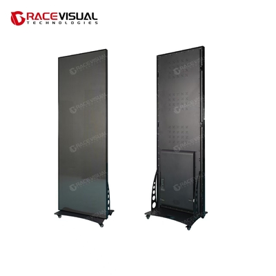 IP-serie. Sleek P2.5 LED-poster. 640×1920mm met 16 bit grijschaal en mobiele wielbasis voor flexibele indoor advertenties.
